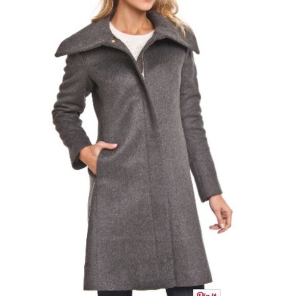 Cole Haan Harriet Longline Wool Coat Size 4 Gray - Picture 1 of 13